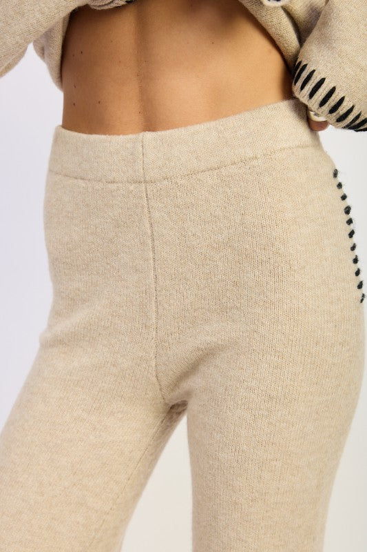 Emory Park Wide Leg Pants with Blanket Stitching