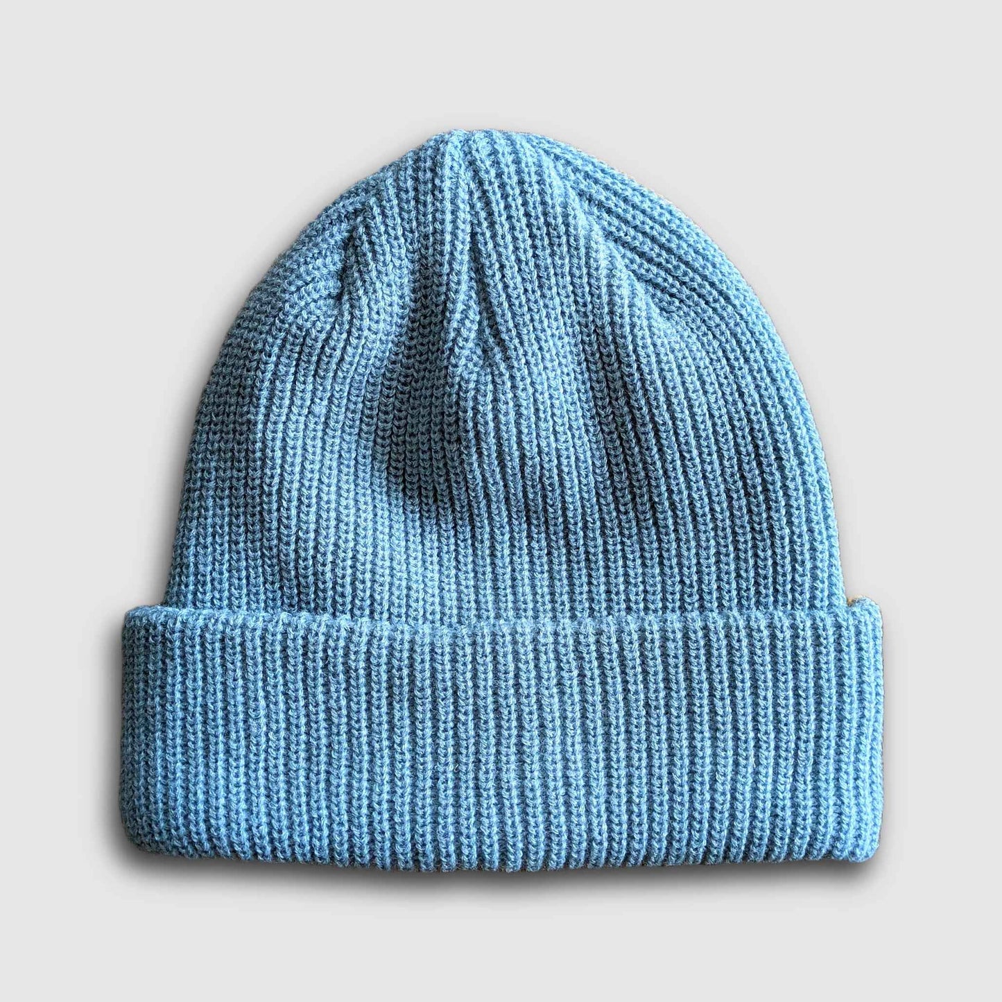2-Tone Split Color Beanie - Mineral Blue/Tan
