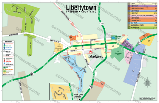 Libertytown Map, Frederick County, MD - POSTER PRINTS