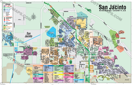 San Jacinto Map, Riverside County, CA - POSTER PRINTS