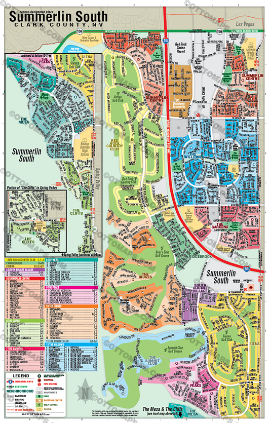 Summerlin South Map, Clark County, NV - POSTER PRINTS - Lolomo!