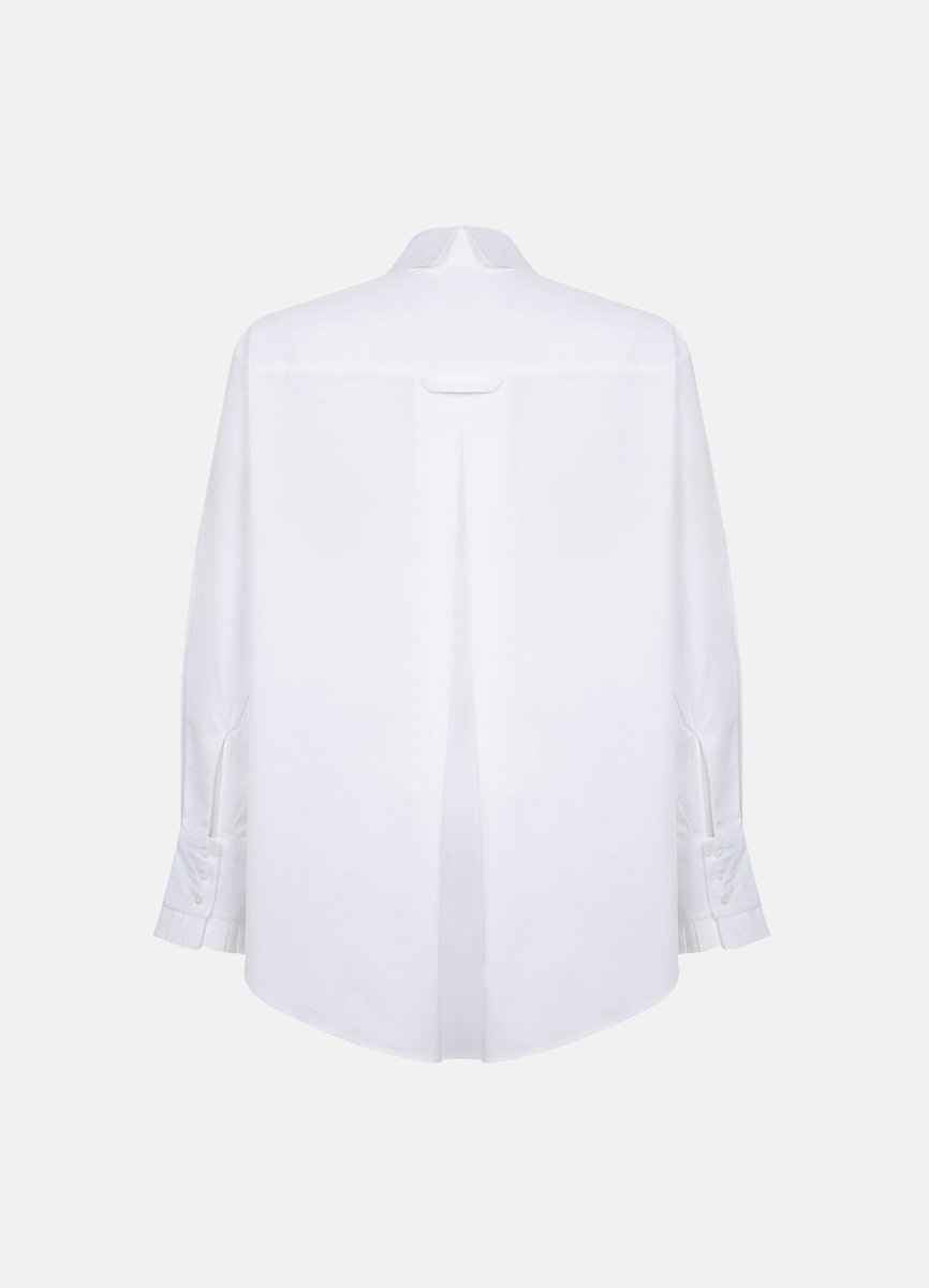 Settima Ruffled White Organic Cotton Shirt