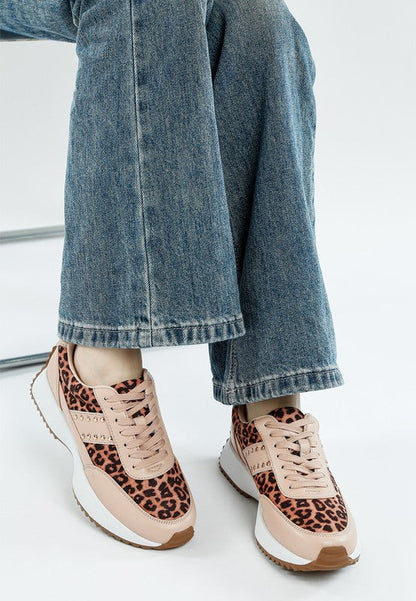 Lepark Real Leather Leopard Print Sneakers
