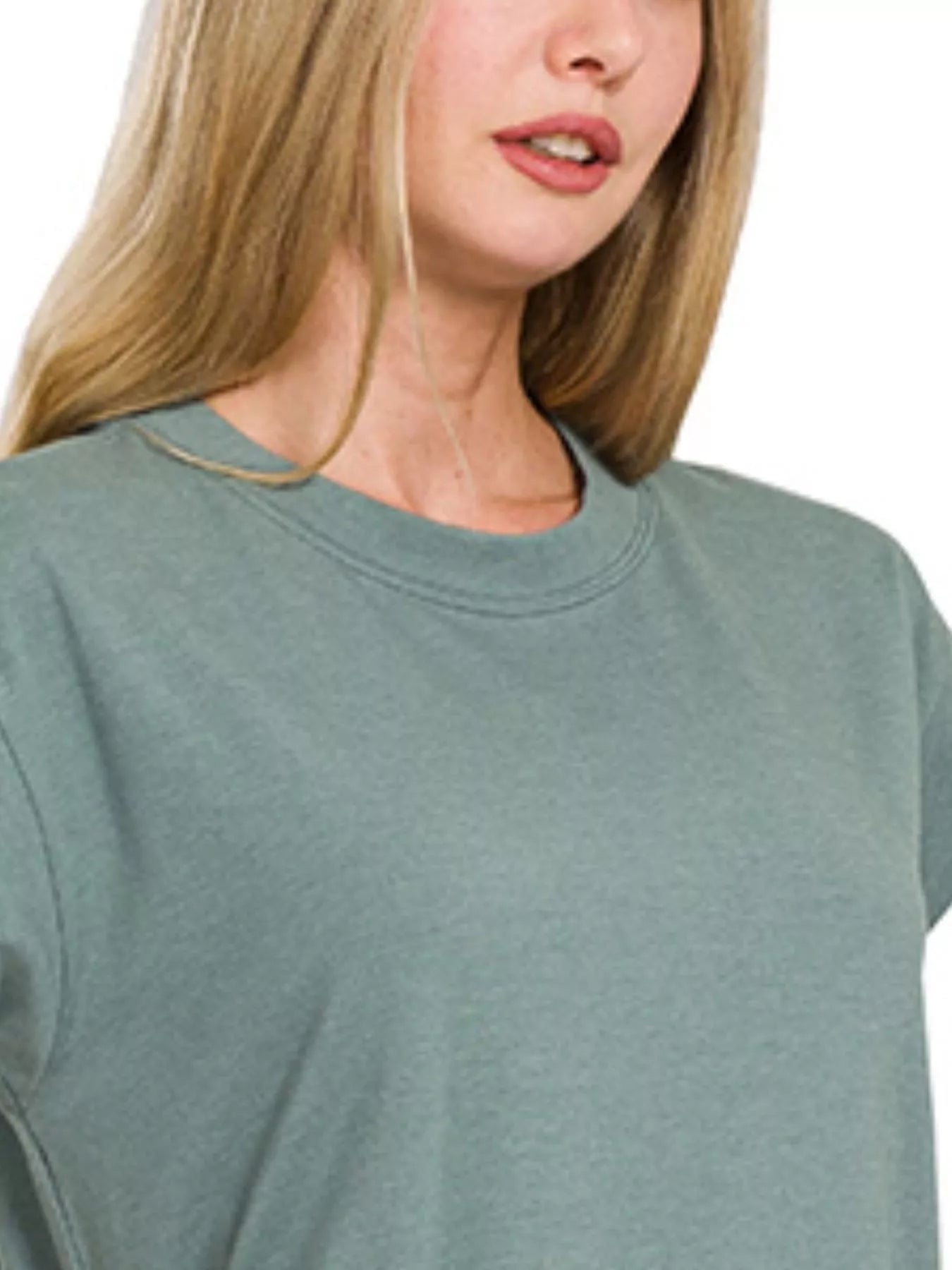 Zenana Round Neck Side Slit Midi Dress in Jade