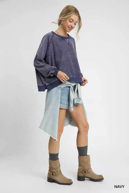 Umgee Mineral Wash French Terry Sweatshirt