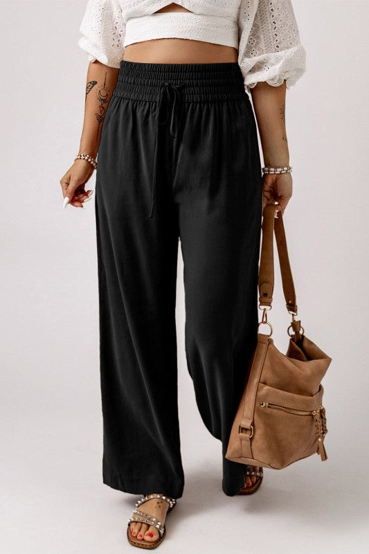 Kenzie Drawstring Elastic Waist Casual Wide Leg Pa