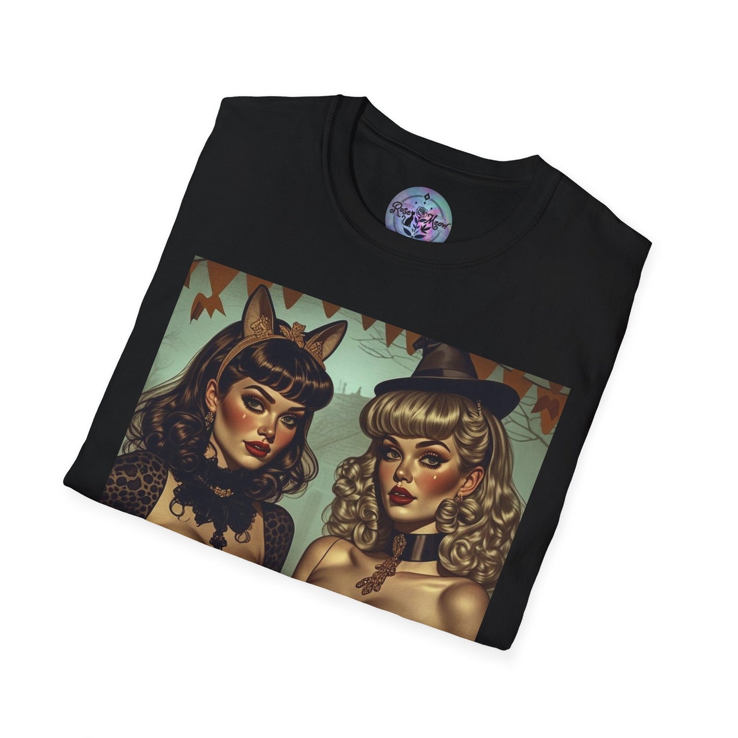 Spooky Beauties Retro Pin-up Couple | Vintage Aesthetic Tee