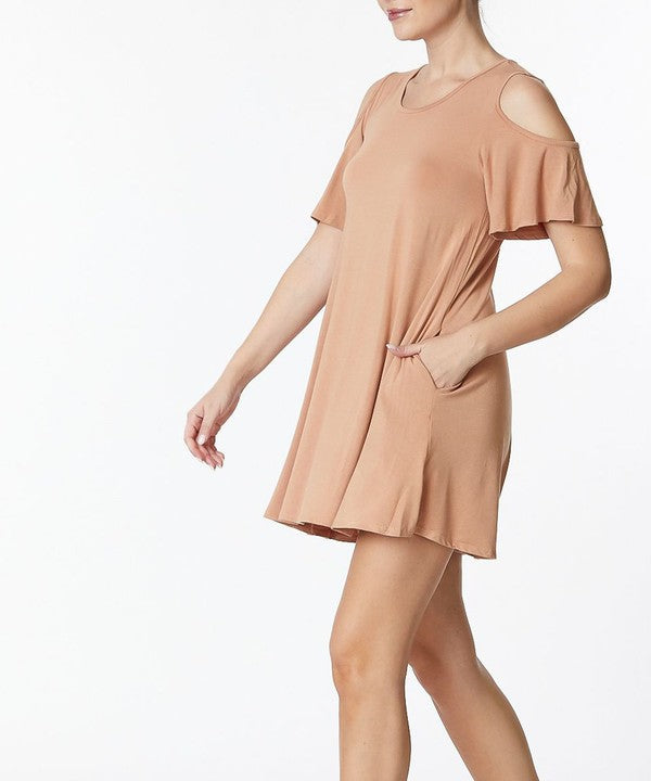 Fabina Bamboo Cold Shoulder Flare Dress