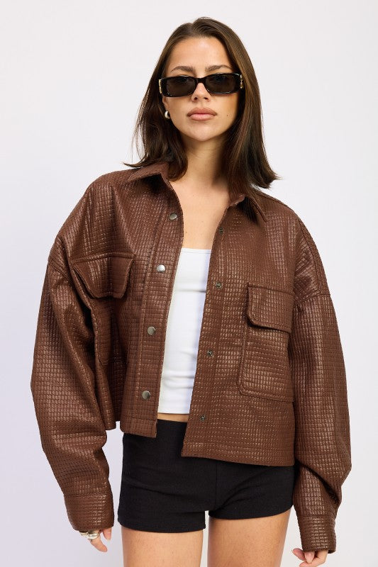 Emory Park Chintz Textured Knit Crop Jacket