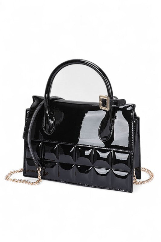 Patent Faux Leather Embossed Top Handle Swing Bag