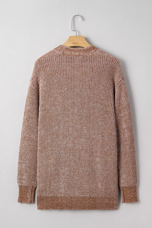 Solid Knit Open-Front Pocketed Cardigan