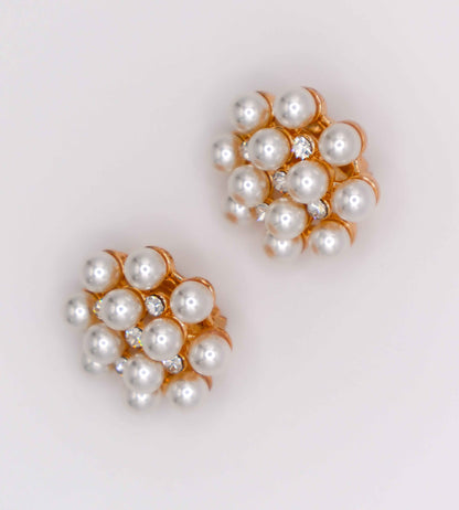 Pearly Floral Elegance Clip-On Earrings