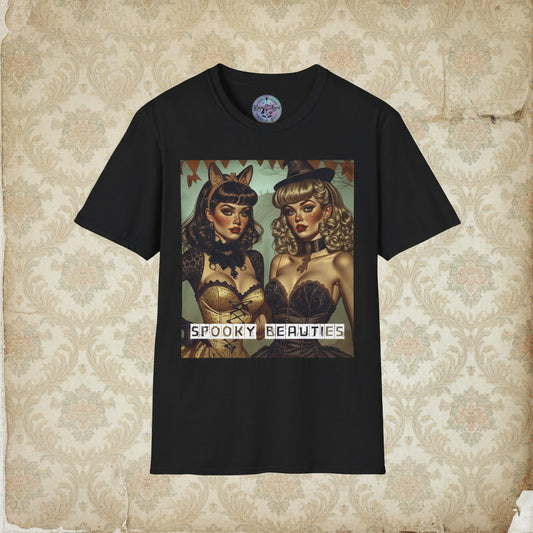 Spooky Beauties Retro Pin-up Couple | Vintage Aesthetic Tee