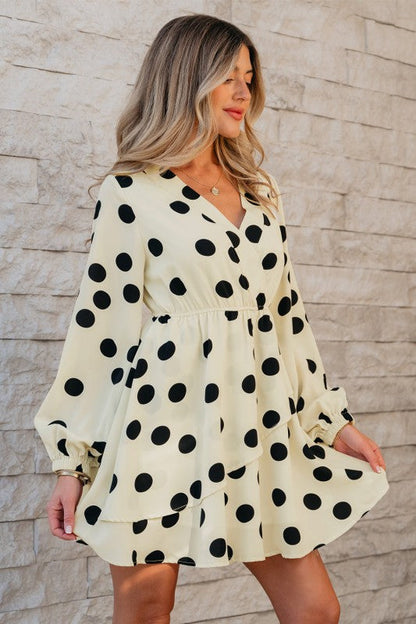 Kataleya Polka Dot Puff Sleeve Mini Dress