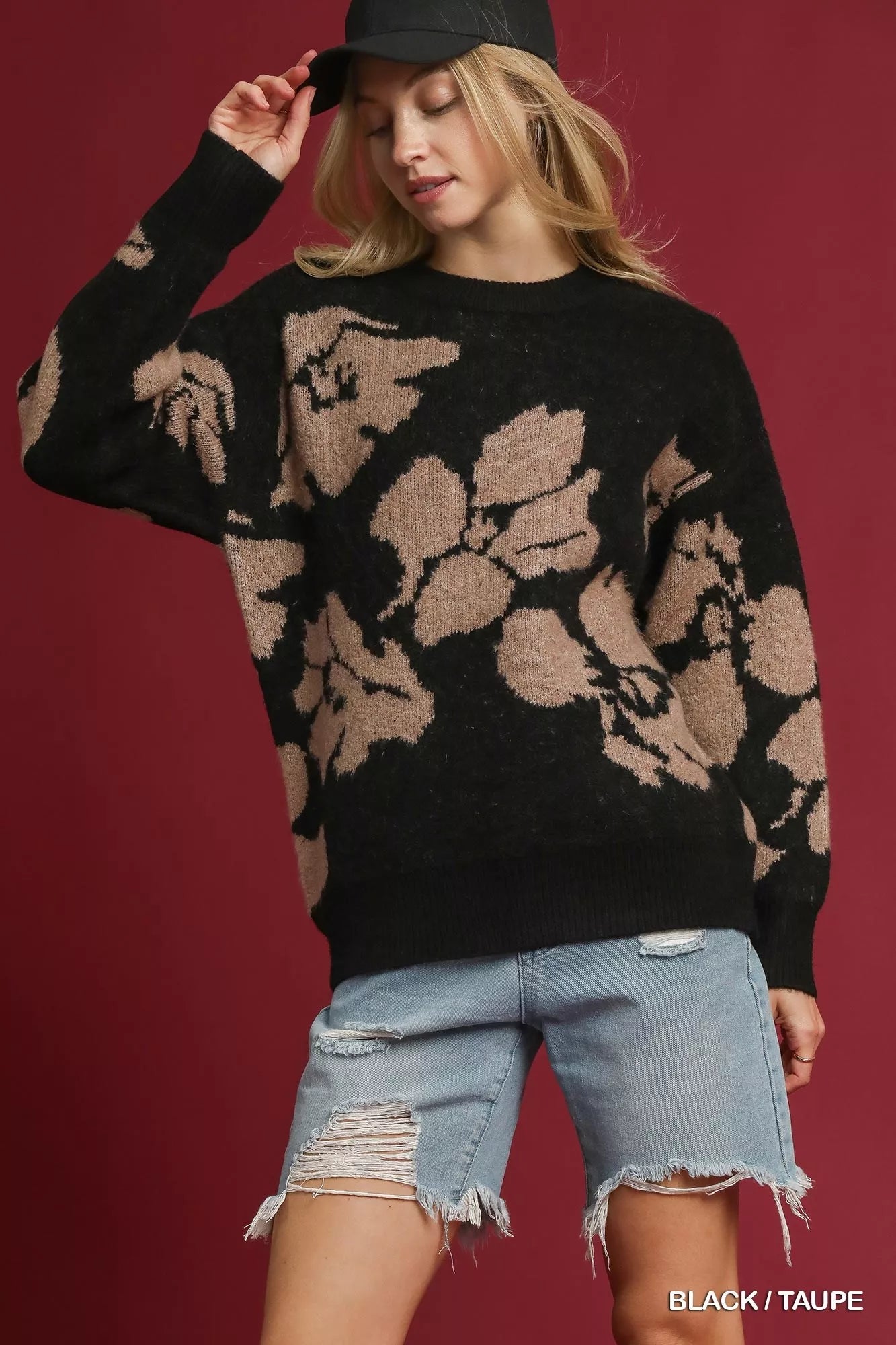 Umgee Floral Long Sleeve Sweater