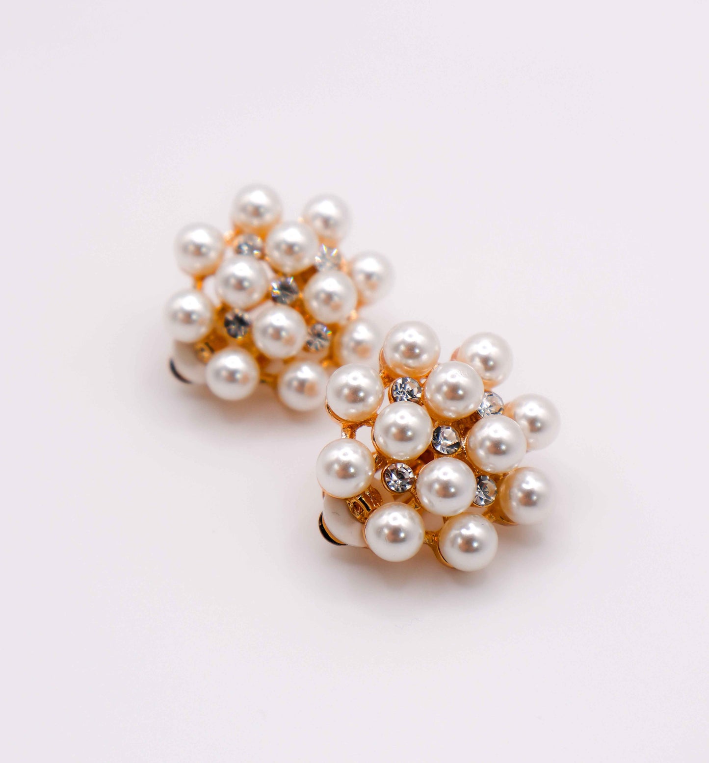 Pearly Floral Elegance Clip-On Earrings
