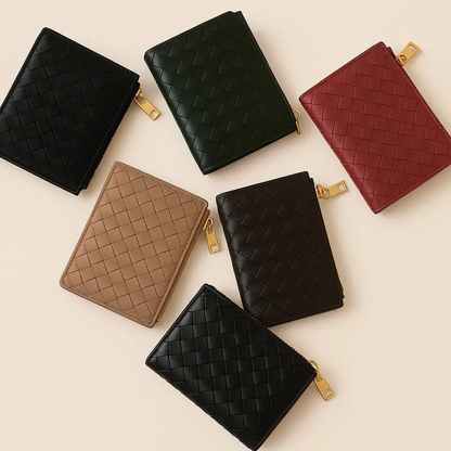WOVEN LEATHER SMALL WALLET