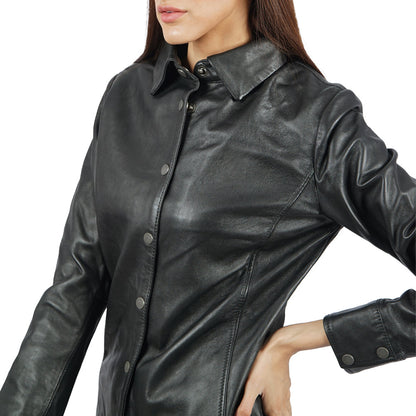 Beth Button-Up Leather Shirt