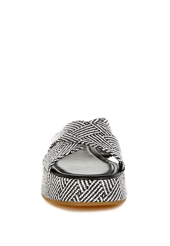 Modura Raffia Flatform Slip Ons