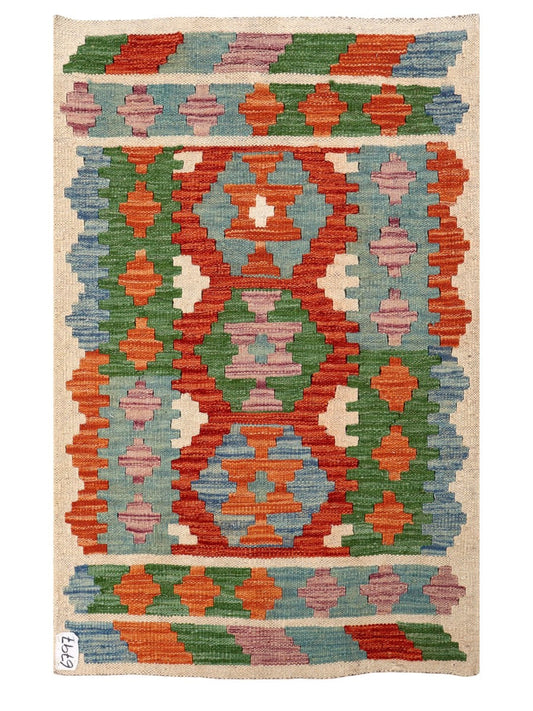 Maimana Afghanistan Kilim Rug - 117 x 74 cm