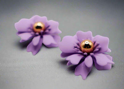 Purple Petal Glisten Earrings – Luxury Purple Floral Statement Earring