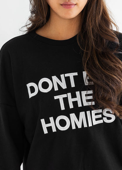 EMBROIDERED SLOGAN SWEATSHIRT