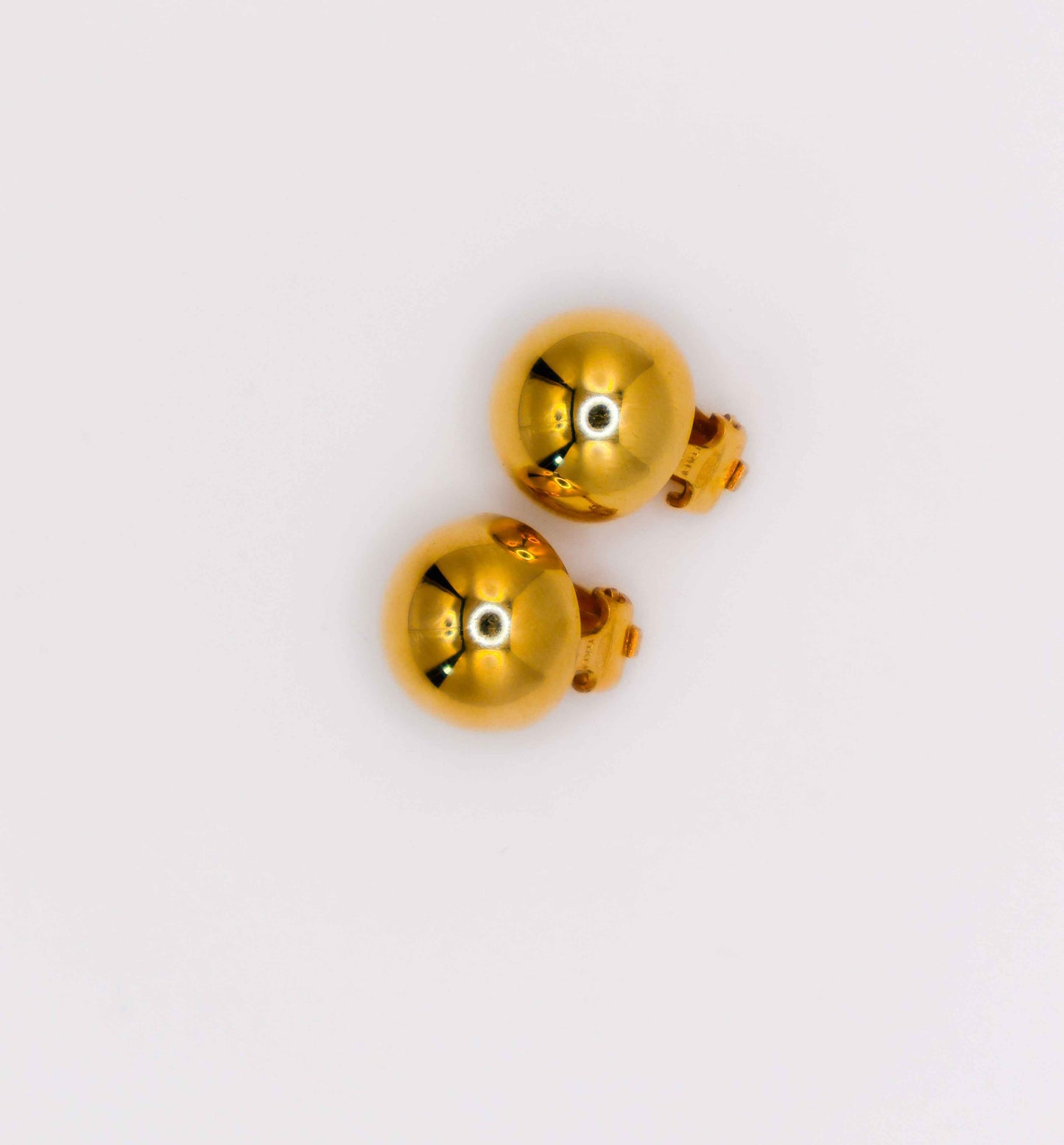 Italian Silver Gold-Dipped Clip Ball Earrings