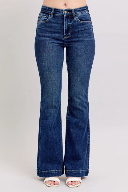 Judy Blue Full Size High Rise Flare Jeans with Pockets Plus Size