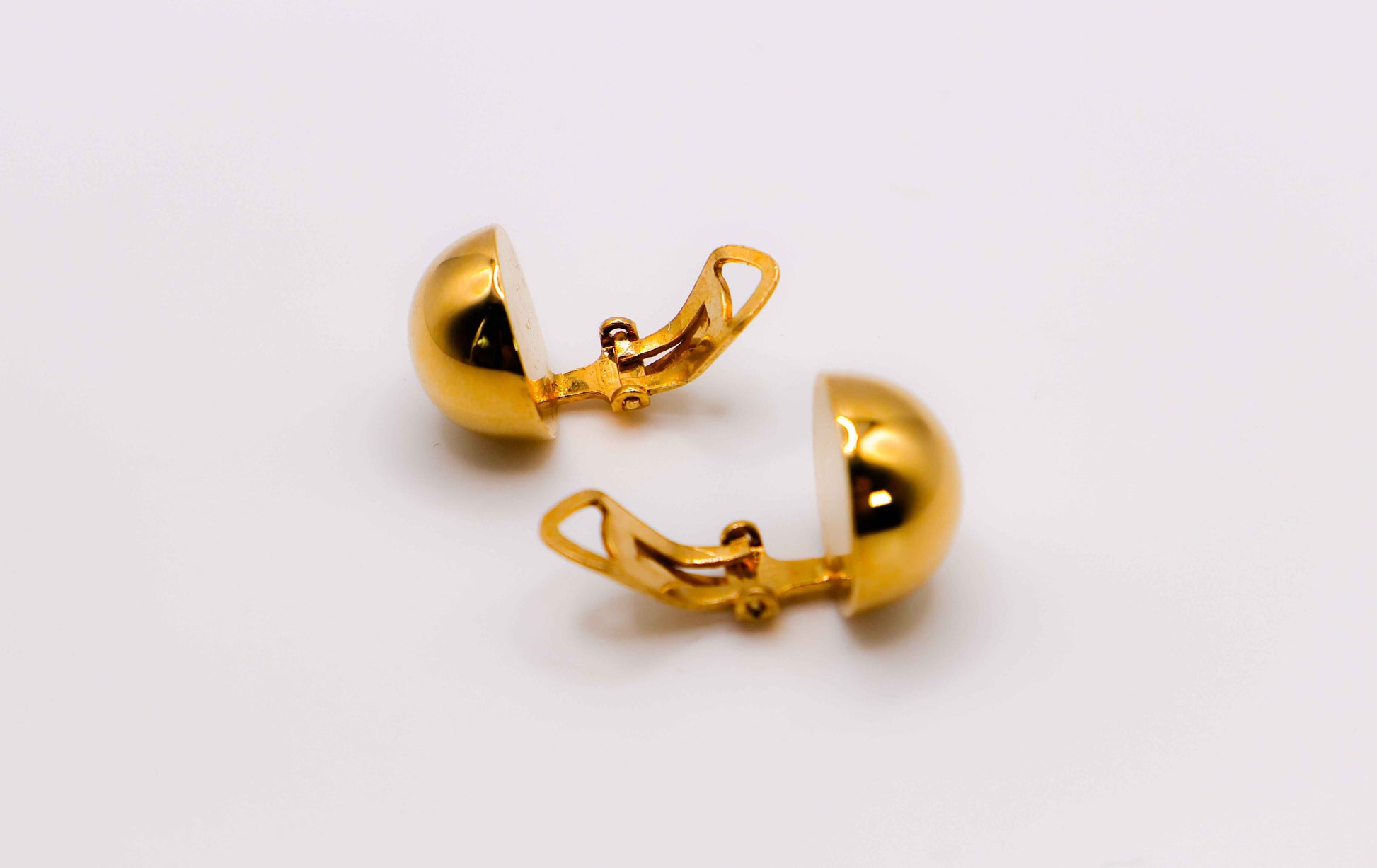 Italian Silver Gold-Dipped Clip Ball Earrings