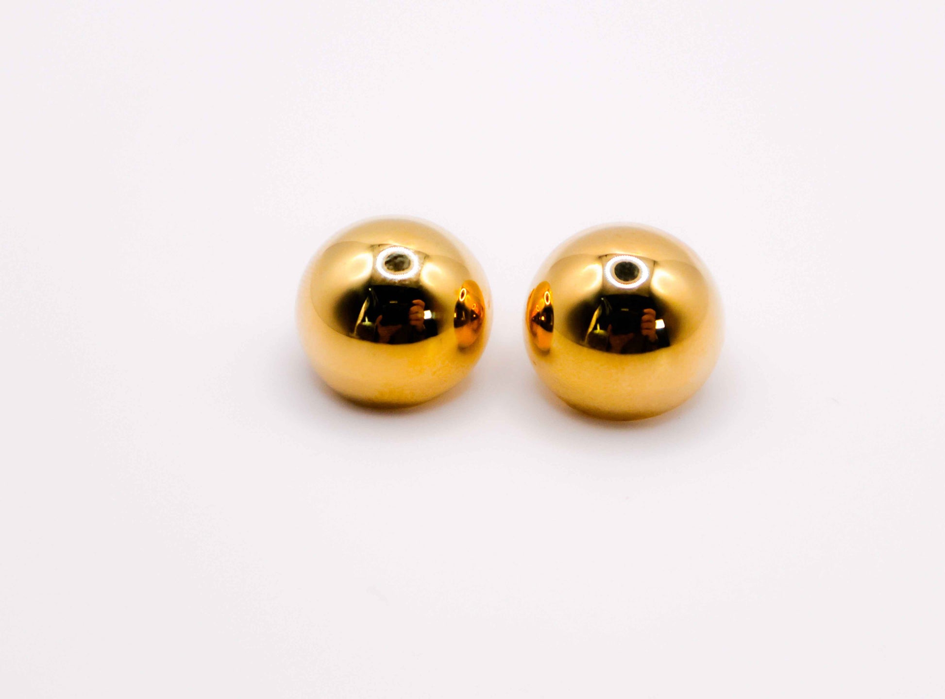Italian Silver Gold-Dipped Clip Ball Earrings