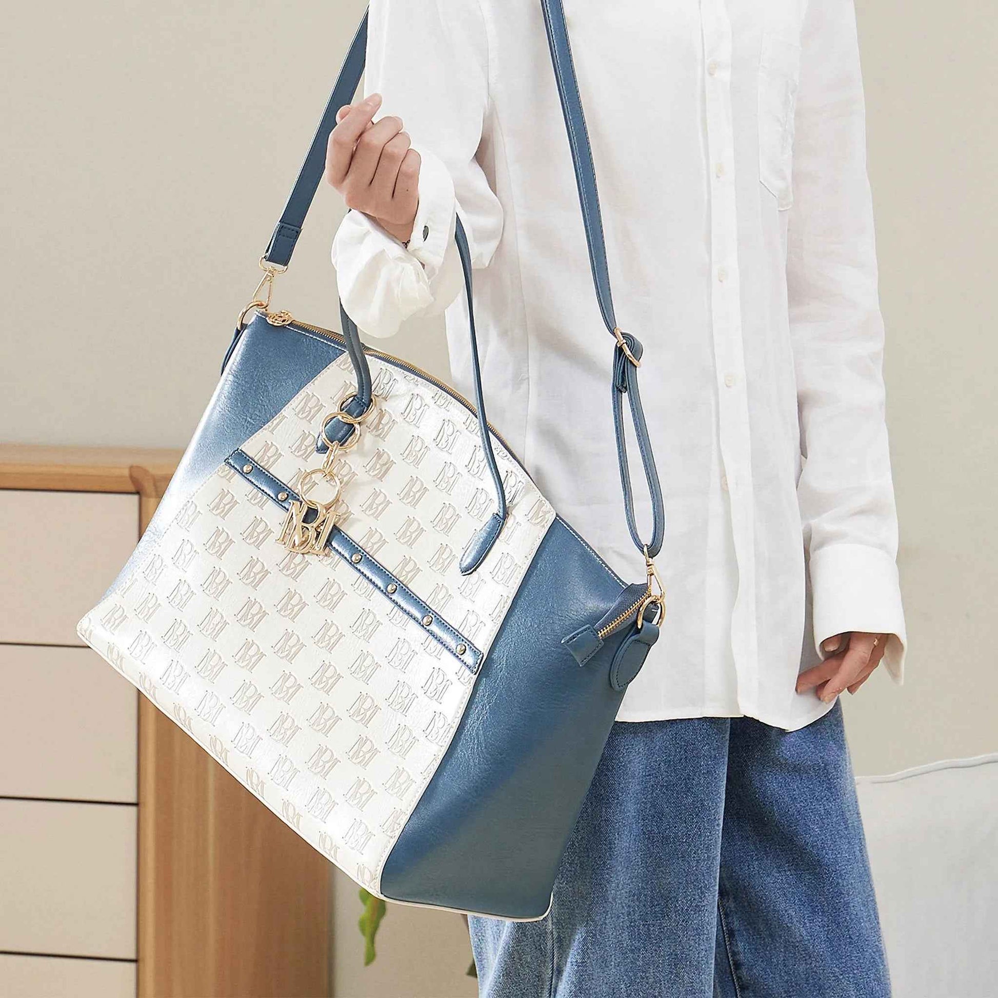 Caroline Vegan Leather Monogram Weekender Duffel Bag