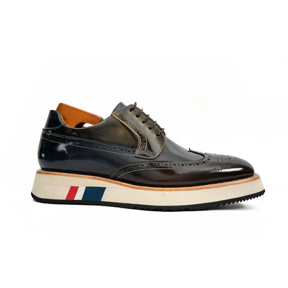 Black & Brown Brogues with Striped Sole
