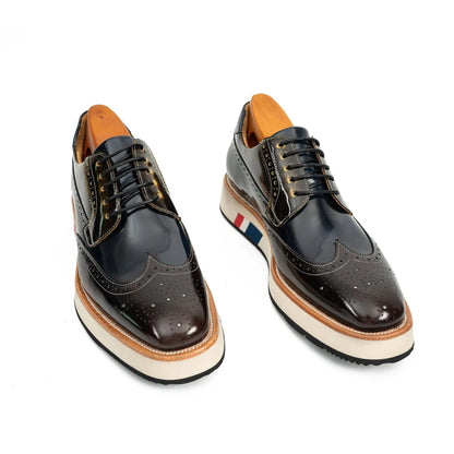Black & Brown Brogues with Striped Sole