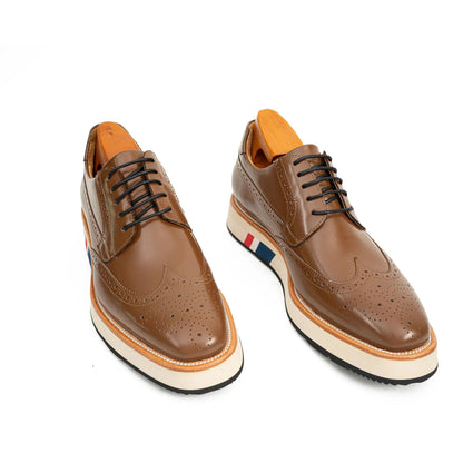 Brown Brogue Shoes with Colorful Sole