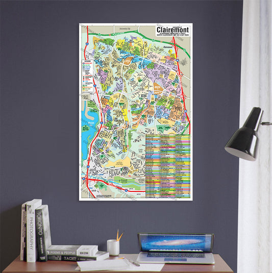 Clairemont Map, San Diego County, CA - POSTER PRINTS