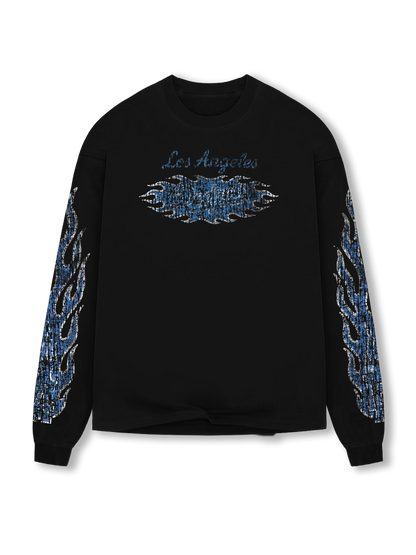 SAMPLE SALE- Distressed Blue Flame Long Sleeve