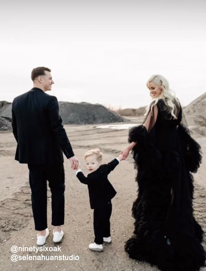 Tulle Ruffled Sleeves Fringe Multi-Color Custom Robe Dress for Theme Photo Shoot