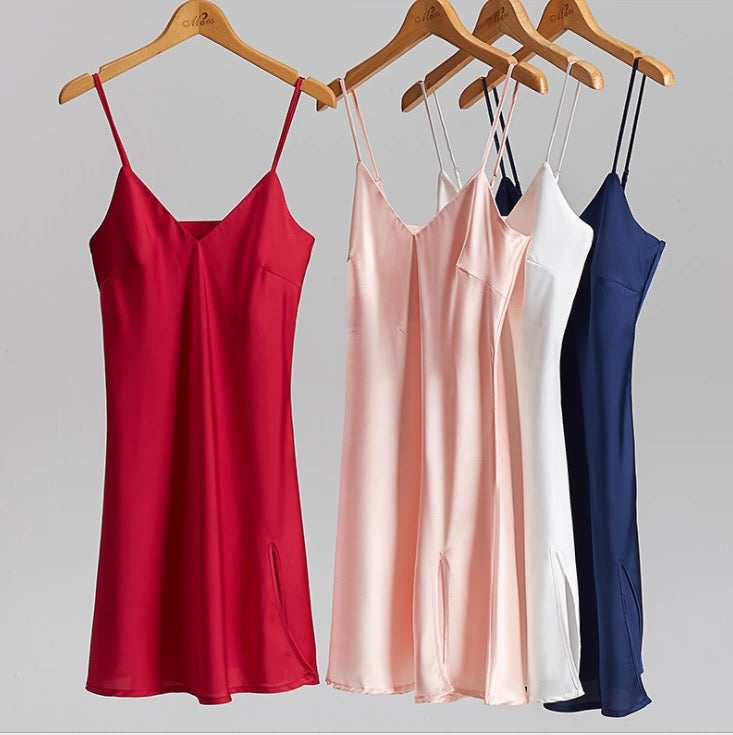 Silky Elegant Night Dress Slips Multicolors - Short