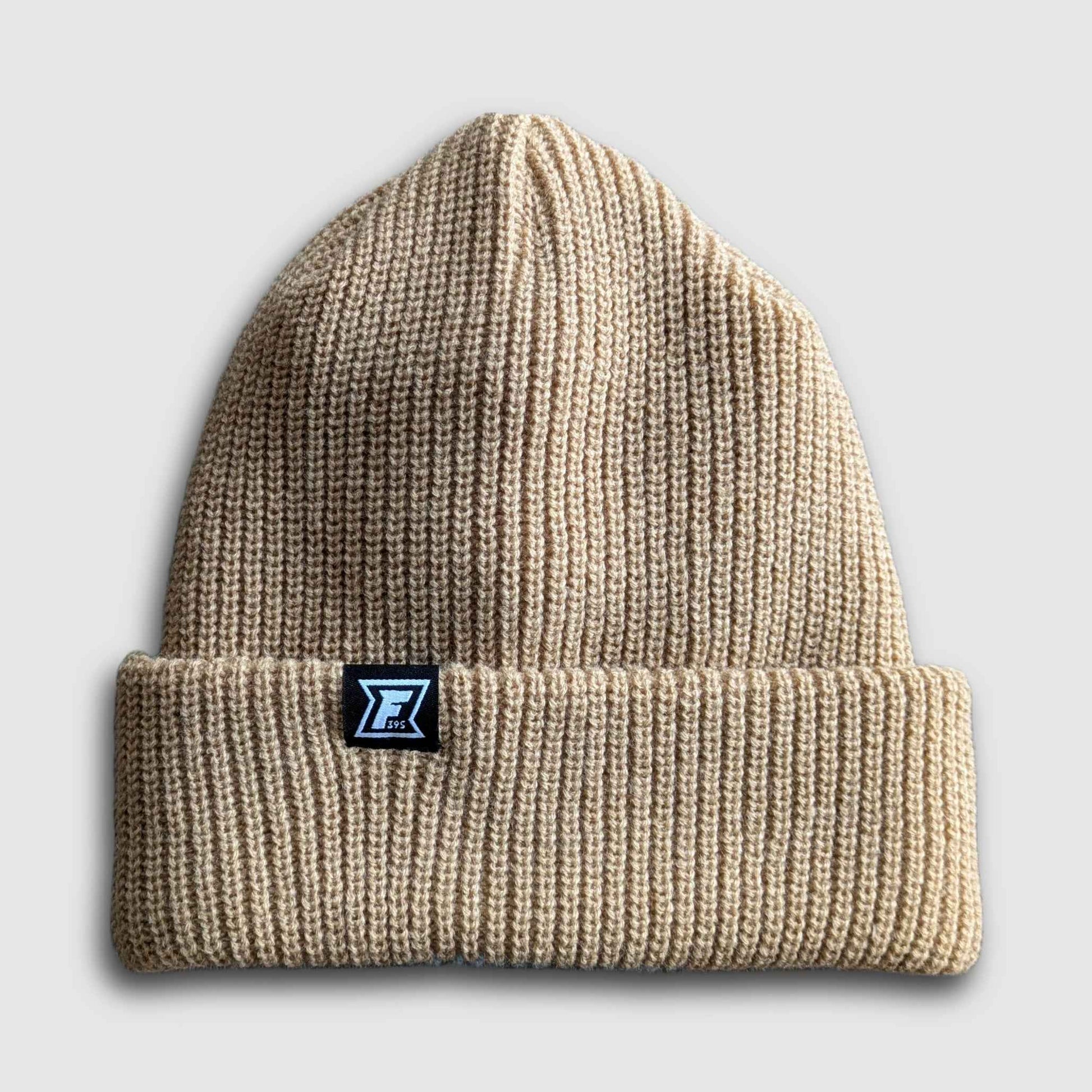2-Tone Split Color Beanie - Mineral Blue/Tan