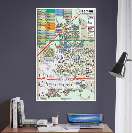 Fontana Map, San Bernardino County - POSTER PRINTS