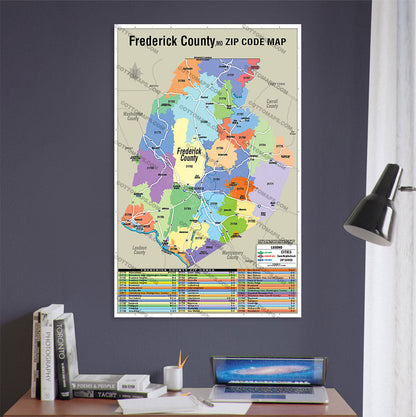Frederick County Zip Code Map, MD - POSTER PRINTS
