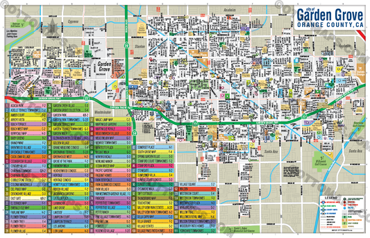 Garden Grove Map, Orange County, CA - POSTER PRINTS