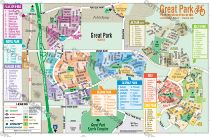 Great Park Map, Irvine, CA - includes Altair -  POSTER PRINTS