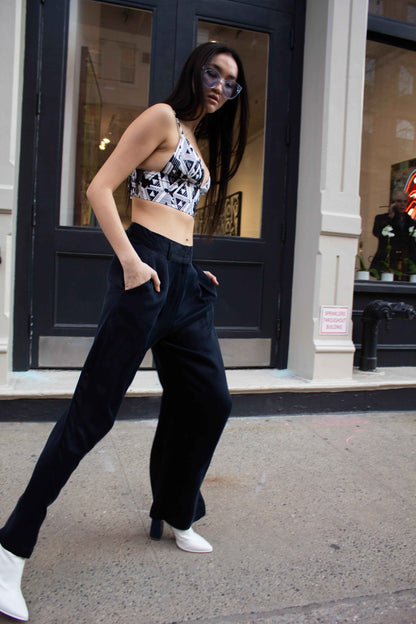 Remi Navy Wide-Leg Pants – Elegant Women's High-Waist Trousers