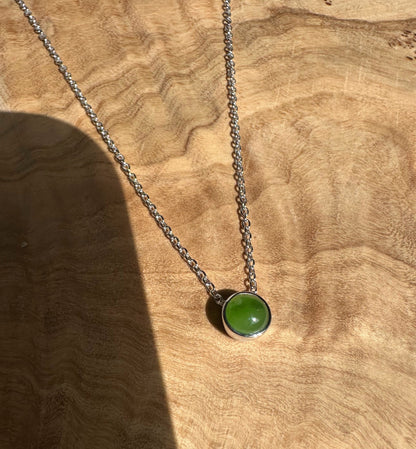 6mm Canadian Jade and Silver Pendant - 5826