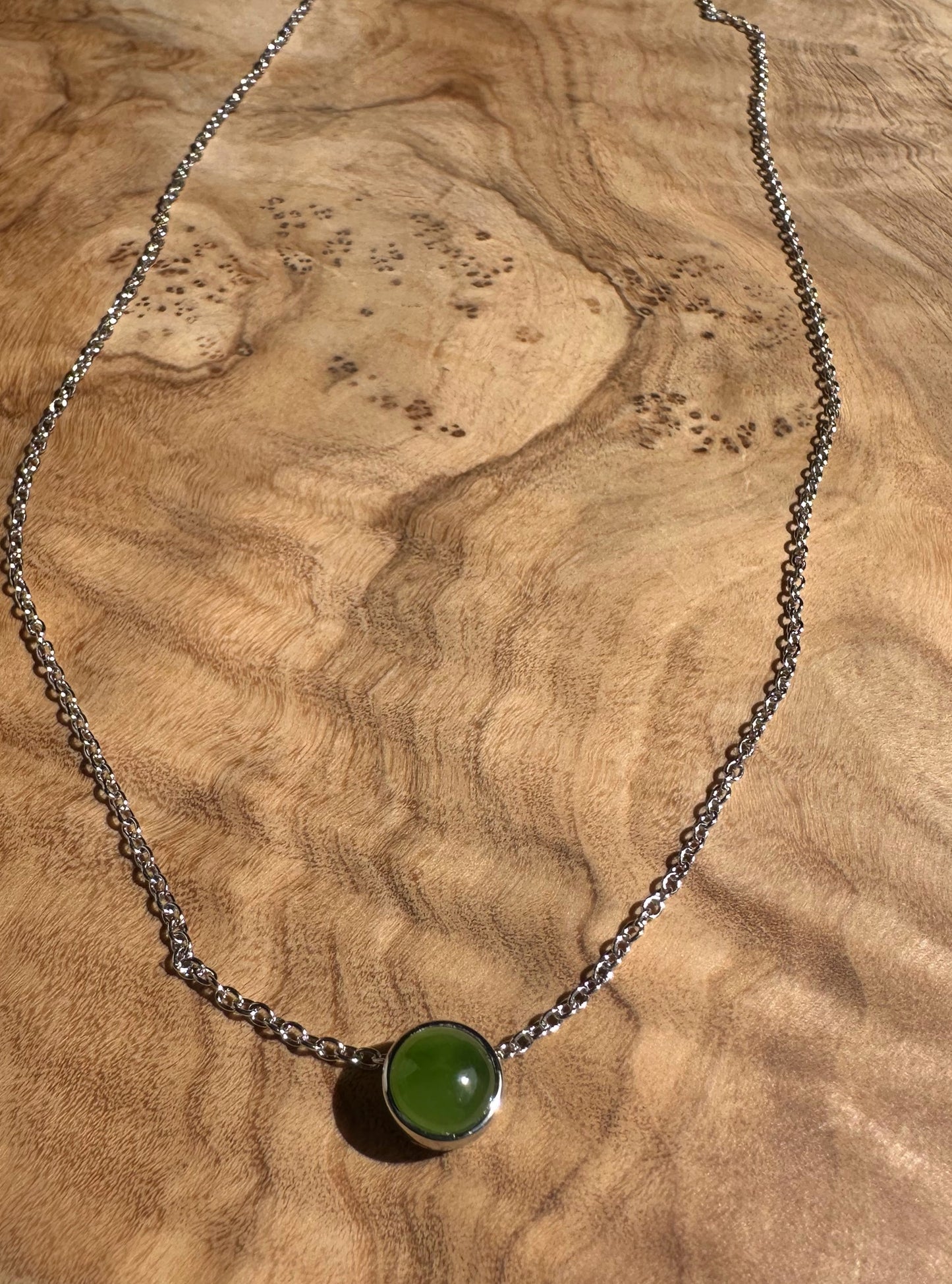 6mm Canadian Jade and Silver Pendant - 5826