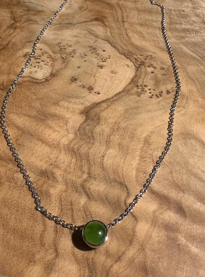 6mm Canadian Jade and Silver Pendant - 5826