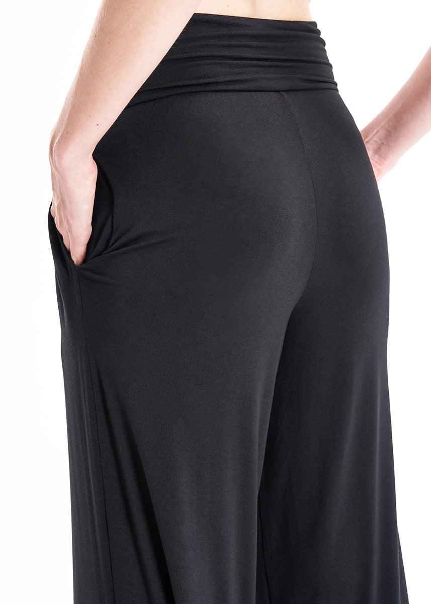 LavaNera Palazzo Black Jersey Viscose Pants