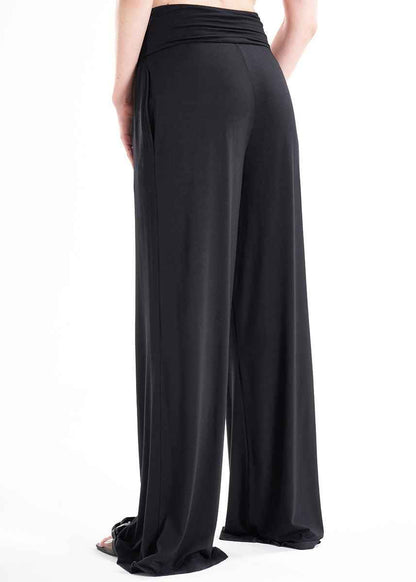 LavaNera Palazzo Black Jersey Viscose Pants