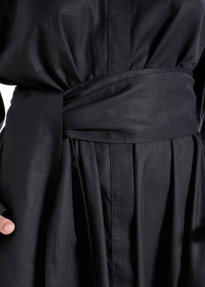 Lightweight And Breathable Deep Black Set With Maxi Button Down And Palazzo Pants